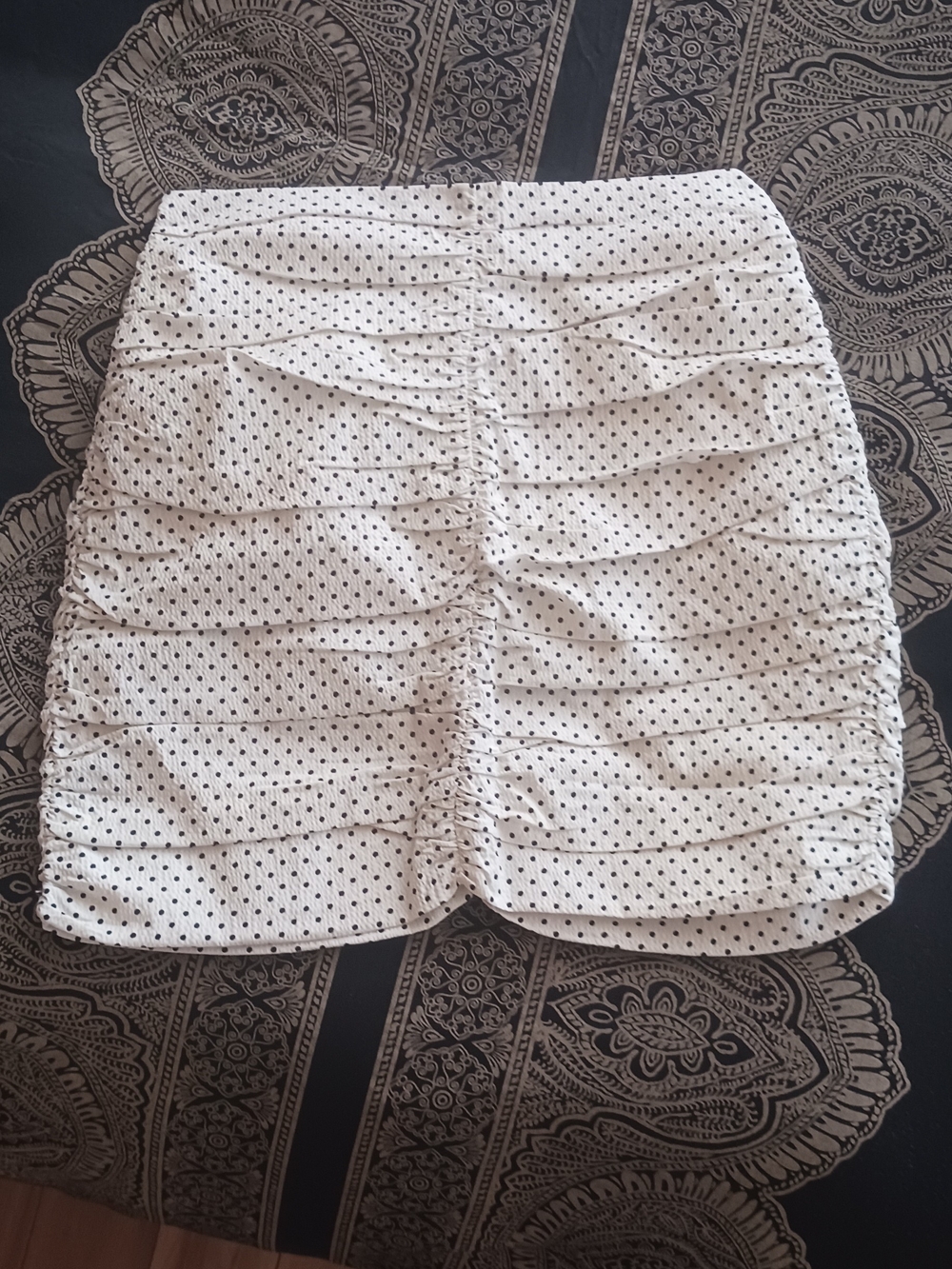 Mango White Polka Dot Skirt S
